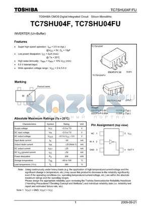 TC7SHU04F_09 datasheet - INVERTER (Un-Buffer)