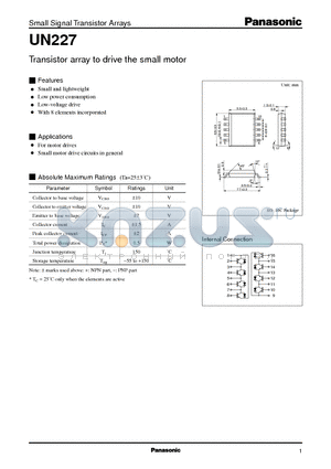 UN227 datasheet - Transistor array to drive the small motor