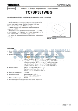 TC7SP381WBG datasheet - CMOS Digital Integrated Circuit Silicon Monolithic