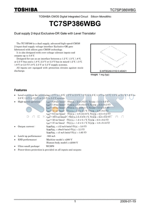 TC7SP386WBG datasheet - CMOS Digital Integrated Circuit Silicon Monolithic