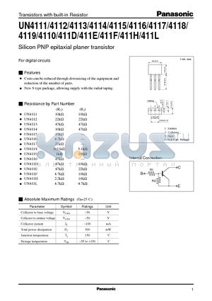 UN4115 datasheet - Silicon PNP epitaxial planer transistor