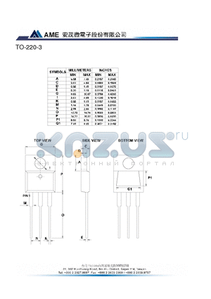 TO-220-3 datasheet - A : MIN 5.58 MAX 7.49  C : MIN 2.03 MAX 4.83