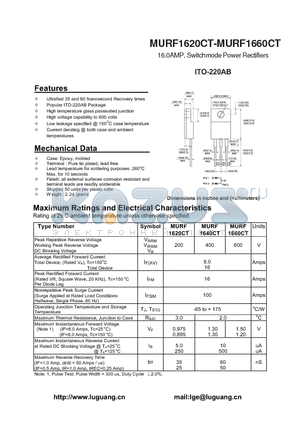 TO-220AB datasheet - 16.0AMP. Switchmode Power Rectifiers