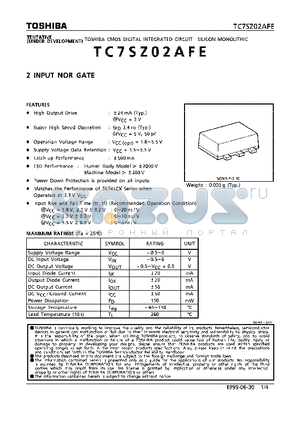 TC7SZ02AFE datasheet - 2 INPUT NOR GATE