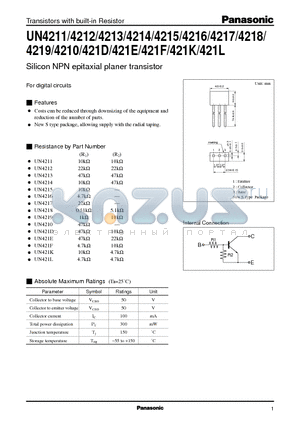 UN4214 datasheet - Silicon NPN epitaxial planer transistor