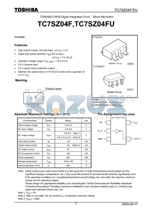 TC7SZ04F datasheet - Inverter