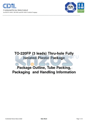 TO-220FP datasheet - Thru-hole Fully Isolated Plastic Package