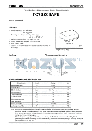 TC7SZ08AFE_07 datasheet - 2 Input AND Gate