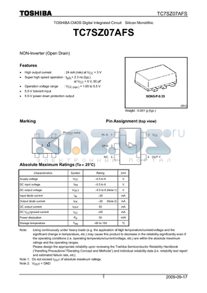 TC7SZ07AFS datasheet - NON-Inverter (Open Drain)