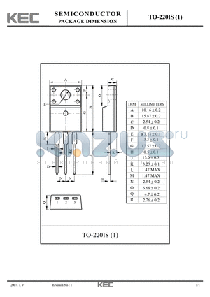 TO-220IS datasheet - SEMICONDUCTOR PACKAGE DIMENSION