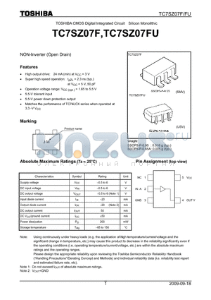 TC7SZ07FU datasheet - CMOS Digital Integrated Circuit Silicon Monolithic