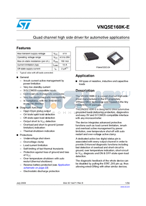 VNQ5E160K-E_09 datasheet - Quad channel high side driver for automotive applications