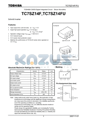 TC7SZ14FU datasheet - Schmitt Inverter