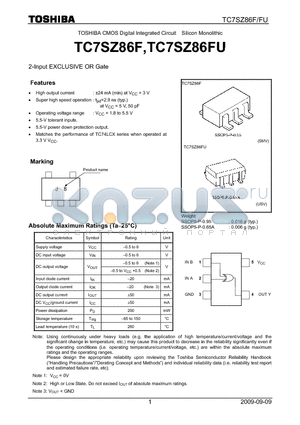 TC7SZ86FU datasheet - 2-Input EXCLUSIVE OR Gate