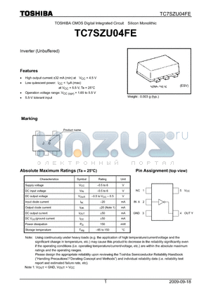 TC7SZU04FE datasheet - Inverter (Unbuffered)