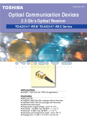 TOAD347-RXC datasheet - Optical Communication Devices 2.5Gb/s Optical Receiver