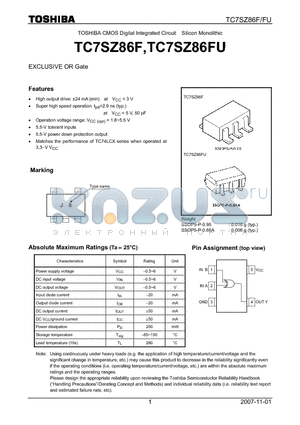 TC7SZ86F datasheet - EXCLUSIVE OR Gate