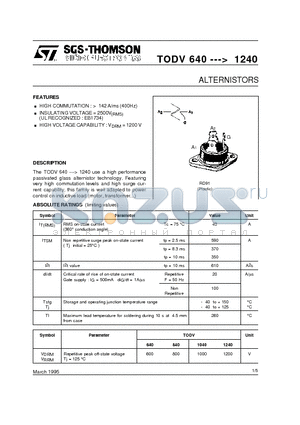 TODV840 datasheet - ALTERNISTORS