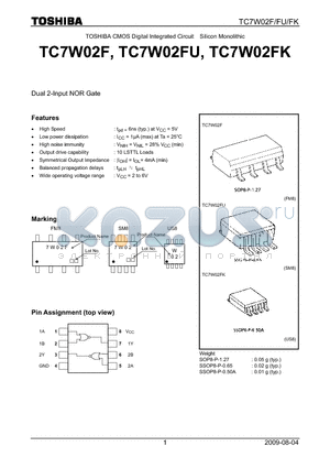 TC7W02F_09 datasheet - TOSHIBA CMOS Digital Integrated Circuit Silicon Monolithic