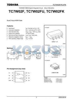 TC7W02FU_09 datasheet - TOSHIBA CMOS Digital Integrated Circuit Silicon Monolithic