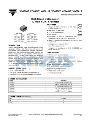 VO0600T_1 datasheet - High Speed Optocoupler, 10 MBd, SOIC-8 Package