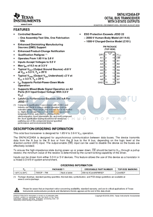 SN74LVC245A-EP datasheet - OCTAL BUS TRANSCEIVER WITH 3-STATE OUTPUTS