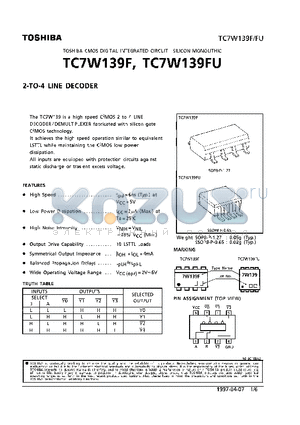 TC7W139FU datasheet - 2-TO-4 LINE DECODER