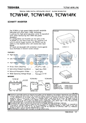 TC7W14FU datasheet - SCHMITT INVERTER