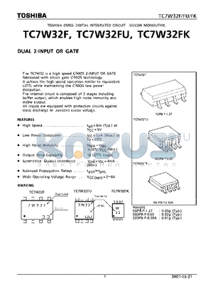 TC7W32FK datasheet - DUAL 2-INPUT OR GATE