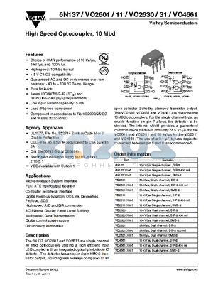 VO2630 datasheet - High Speed Optocoupler, 10 Mbd