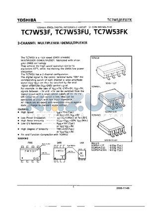 TC7W53FK datasheet - 2-CHANNEL MULTIPLEXER/DEMULTIPLEXER