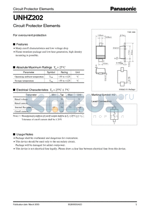 UNHZ202 datasheet - Circuit Protector Elements