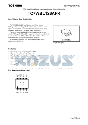 TC7WBL126AFK datasheet - CMOS Digital Integrated Circuit Silicon Monolithic Low-Voltage Dual Bus Switch