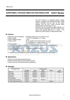 S-817B45AMC-CXIT2G datasheet - SUPER-SMALL PACKAGE CMOS VOLTAGE REGULATOR