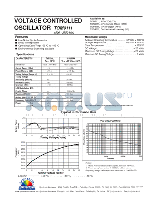 TOM9111 datasheet - VOLTAGE CONTROLLED OSCILLATOR