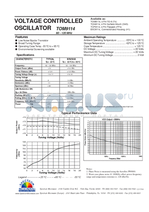 TOM9114 datasheet - VOLTAGE CONTROLLED OSCILLATOR