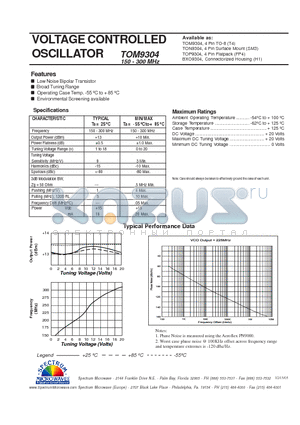 TOM9304 datasheet - VOLTAGE CONTROLLED OSCILLATOR