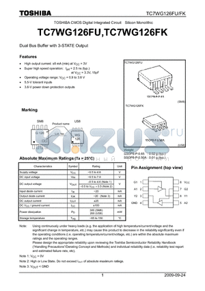 TC7WG126FK_09 datasheet - Dual Bus Buffer with 3-STATE Output