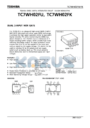 TC7WH02FK datasheet - CMOS DIGITAL INTEGRATED CIRCUIT SILICON MONOLITHIC