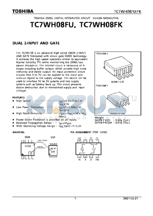 TC7WH08FU_01 datasheet - CMOS DIGITAL INTEGRATED CIRCUIT SILICON MONOLITHIC DUAL 2-INPUT AND GATE