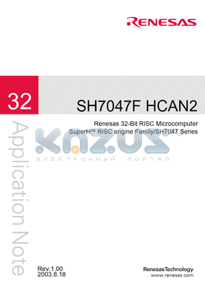 SH7047F datasheet - Renesas 32-Bit RISC Microcomputer SuperH RISC engine Family/SH7047 Series