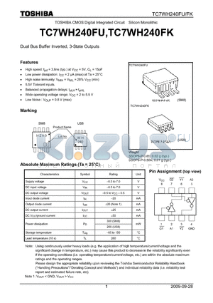TC7WH240FK_09 datasheet - Dual Bus Buffer Inverted, 3-State Outputs
