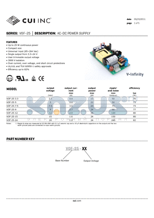 VOF-25-3.3 datasheet - AC-DC POWER SUPPLY