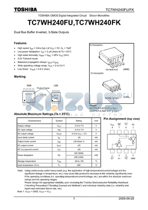 TC7WH240FU_09 datasheet - Dual Bus Buffer Inverted, 3-State Outputs