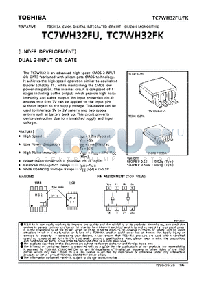 TC7WH32FK datasheet - DUAL 2-INPUT OR GATE