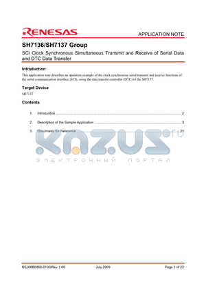 SH7136_09 datasheet - SCI Clock Synchronous Simultaneous Transmit and Receive of Serial Data and DTC Data Transfer
