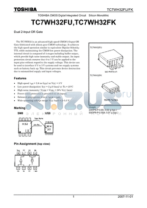 TC7WH32FU_07 datasheet - CMOS Digital Integrated Circuit Silicon Monolithic Dual 2-Input OR Gate