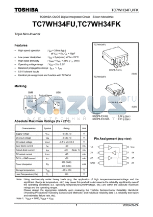 TC7WH34FU_09 datasheet - Triple Non-Inverter