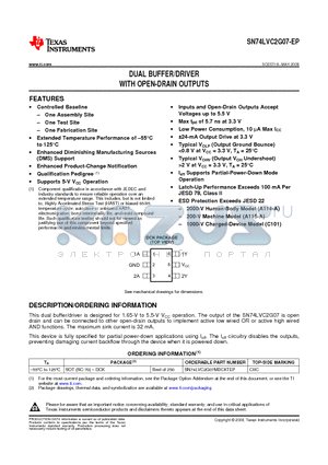 SN74LVC2G07-EP datasheet - DUAL BUFFER/DRIVER WITH OPEN-DRAIN OUTPUTS