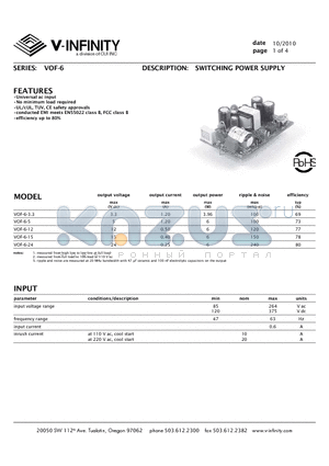 VOF-6-12 datasheet - SWITCHING POWER SUPPLY